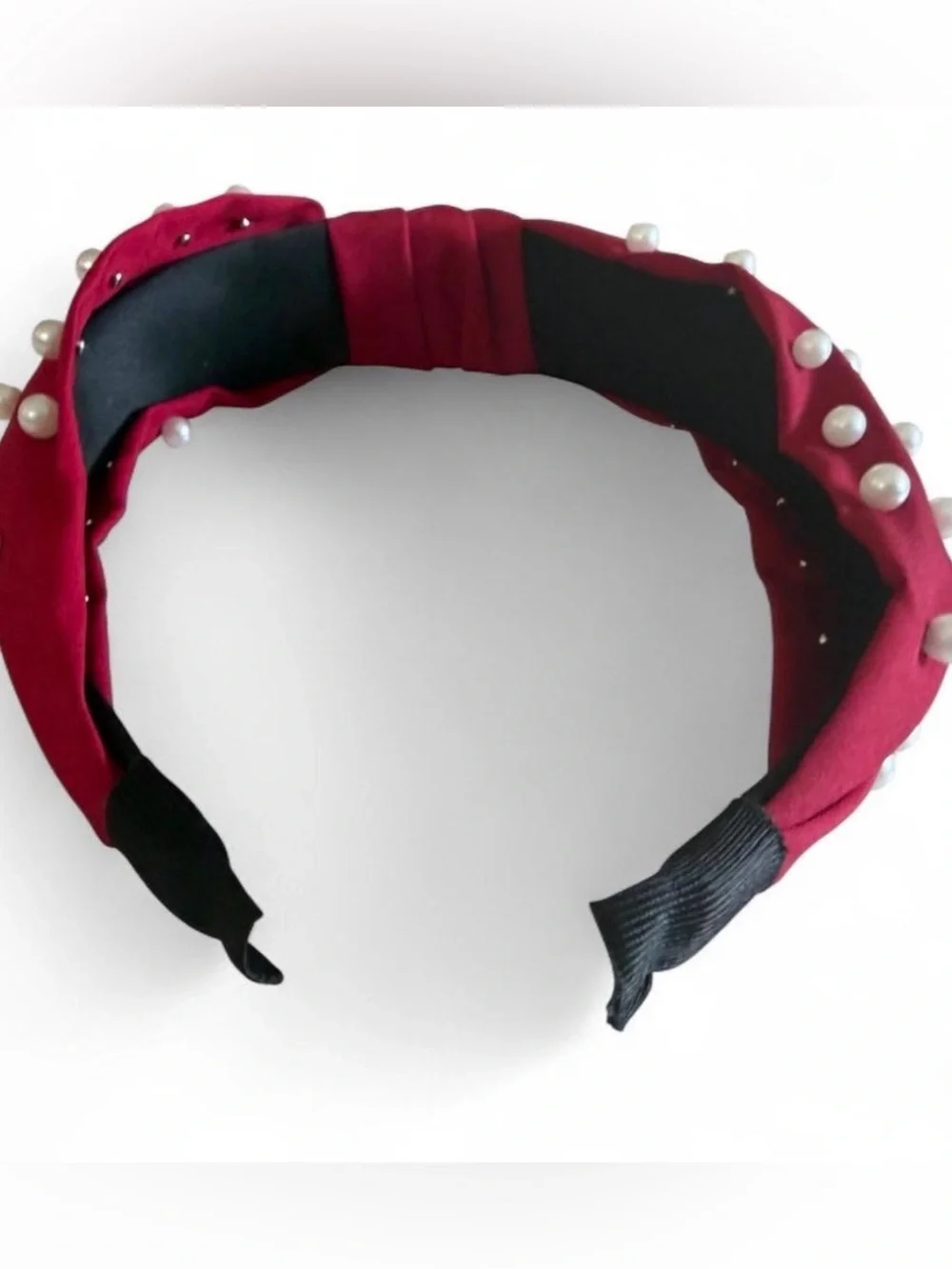 🛍️3/$15 Pearl Embellished Red Knot Headband - Women Accessories new